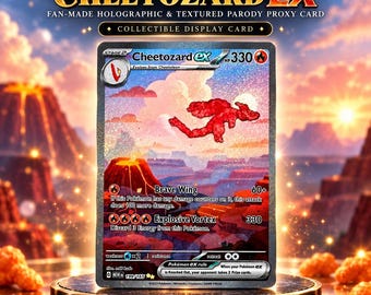 Cheetozard EX – Fan-Made Holographic & Textured Parody Proxy Card