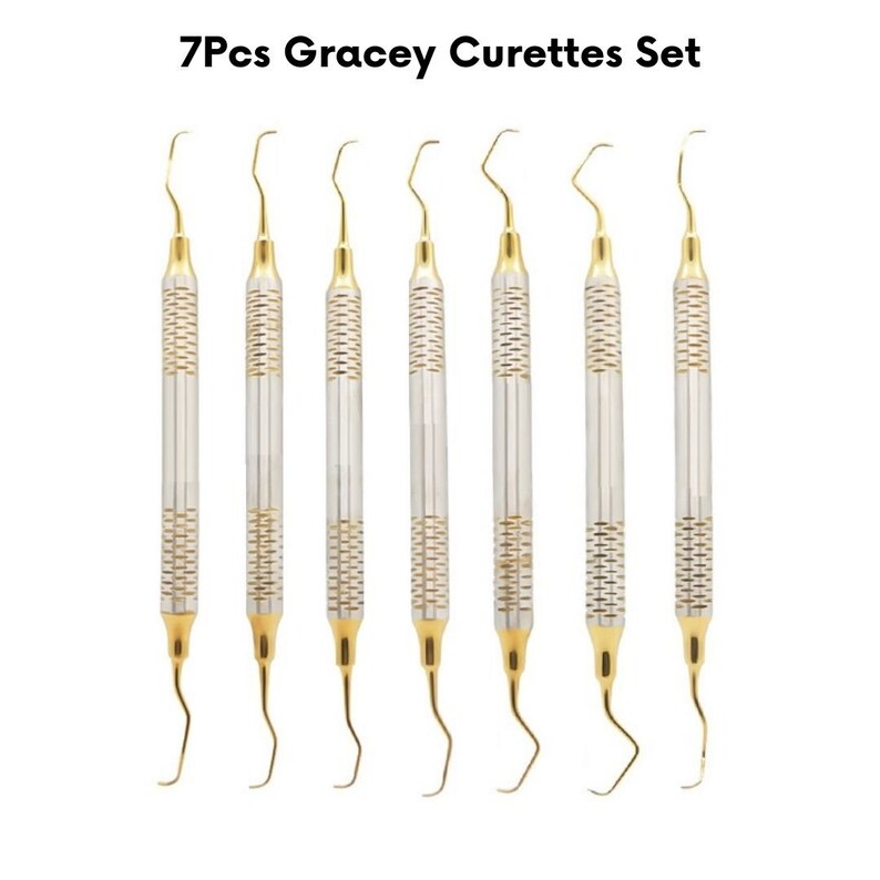 5x Gracey Curettes Set of 7 Pcs Titanium Coated Dental Periodontal Scaler Set, Dental Teeth