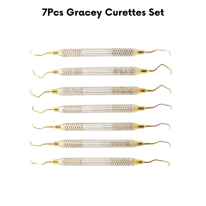 5x Gracey Curettes Set of 7 Pcs Titanium Coated Dental Periodontal Scaler Set, Dental Teeth