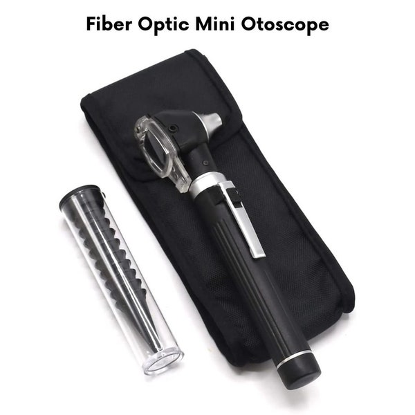 10Pcs Fiber Optic Mini Otoscope Set with Pouch Pocket Size LED Otoscope Ear Scope Diagnostic Ear Wax Examination Tool for Students, ENT Kit