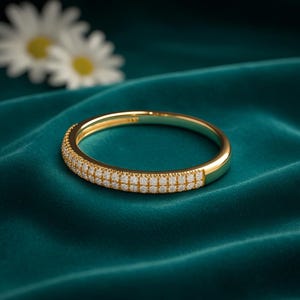 14k Gold Diamantrand Ehering: Stapelring für Frauen