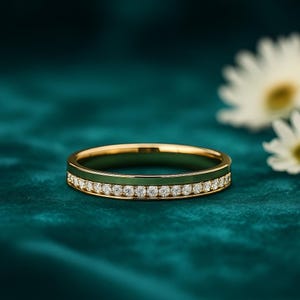 14K Gold Ehering Naturdiamanten | Stapelbarer Verlobungsring, Versprechen & Jubiläumsring | Feiner Schmuck