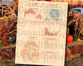 Peut inclure: Un planificateur de fée imprimable avec des sections pour les courses hebdomadaires, la liste de contrôle des potions, les réunions de jardin et les rappels. Le planificateur présente une illustration de fée fantaisiste, des champignons et un motif floral.