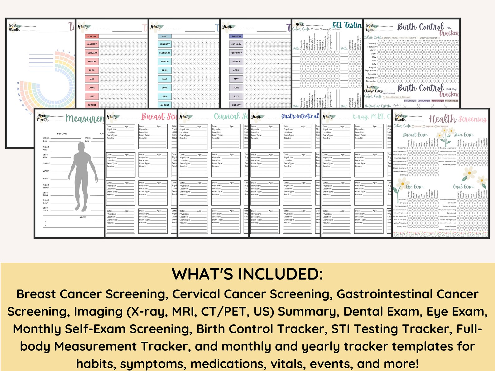 Comprehensive Printable Women's Health Journal Track Etsy