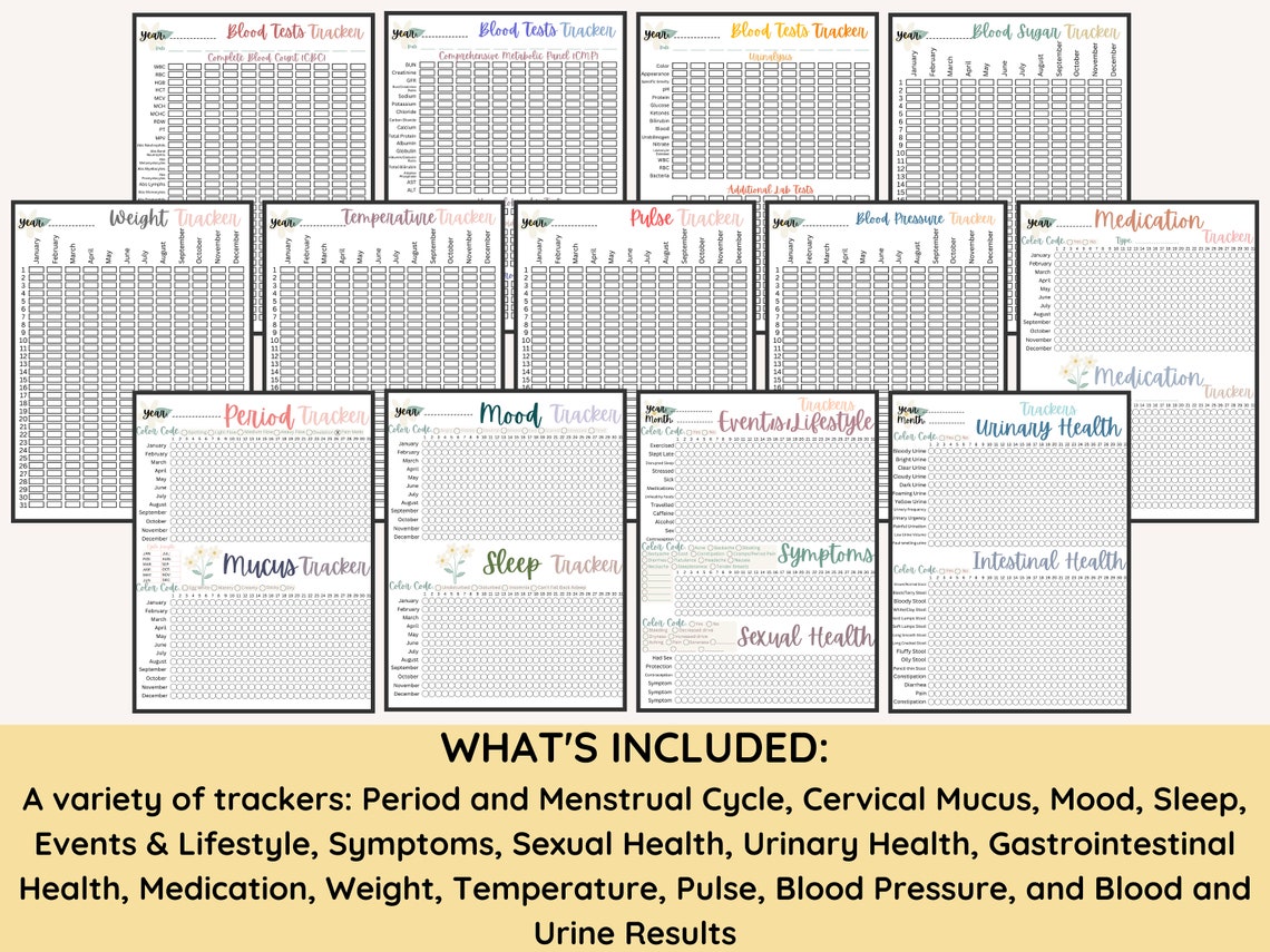 Comprehensive Printable Women's Health Journal Track Etsy