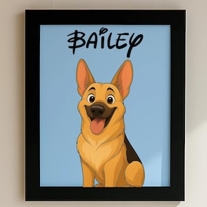 Custom Pet Cartoon Portrait, Custom Pet Character Art, Pet Lover Gift Idea, Unique Pet Illustration Gift, Wall Art Dog