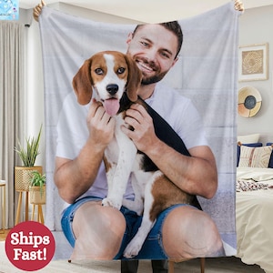 Personalized Dog Photo Blanket Collage, Custom Pet Blanket, Custom Name Dog Blanket, Dog Cat Picture Bedding Blanket With Text, dog lover