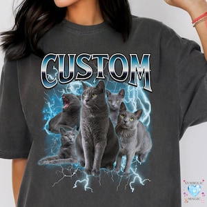 Custom Vintage Pet Shirt, Personalize Bootleg Retro 90&#39;s Tee Gift For Her, Custom Your Pet portrait, 90s Bootleg Custom Photo Dog Tee gift