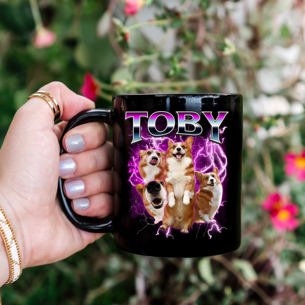 Bootleg 90S Vintage Custom Pet Mug Using Pet Photo + Name Custom Dog Mug Dog Coffee Cup Personalized Pet Mugs Personalized Cat Dad Mug New Dog Mug, Pet Gift Personalized Pet Mug Men Women Teeshirtsummer