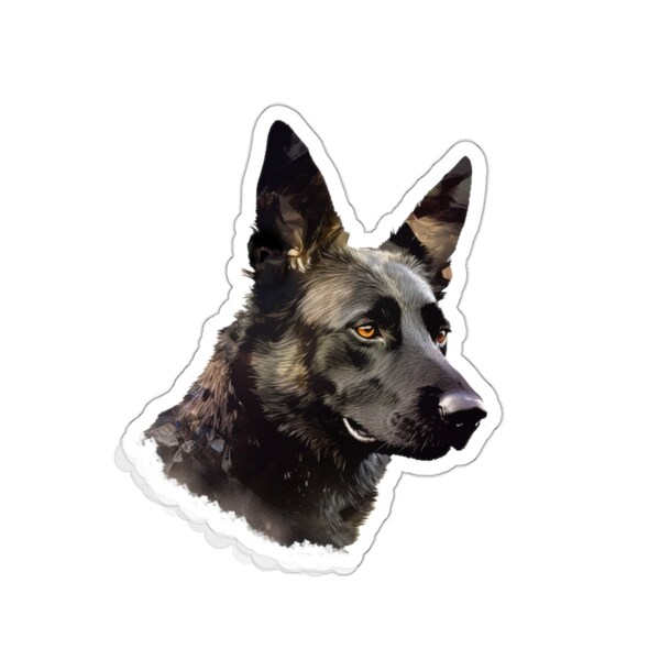 Dutch Shepherd Portrait Style Design Die-Cut Sticker by Dogwerq