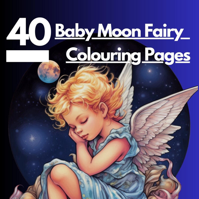 40 Baby Moon Fairy Colouring Book Adults Kids Instant Download ...