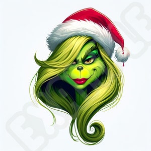 MRs Grinch - Grinch PNG - Grinch Sublimation - Christmas Clipart