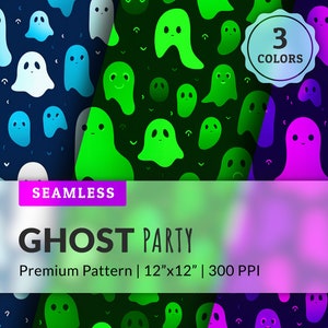 Cute Ghost Seamless Digital Paper - Repeat Pattern with Adorable Spooky Design for Halloween and Fall - Background, Wallpaper
