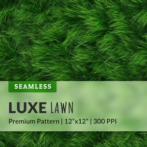Könnte beinhalten: Nahtloses Muster aus üppigem grünem Gras, perfekt für die Erstellung realistischer Rasentexturen. Das Muster ist 12 Zoll mal 12 Zoll groß und hat eine Auflösung von 300 Pixel pro Zoll.