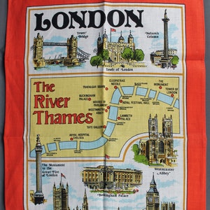 Vintage British Tea Towel-- Linen, Cotton-- Various Designs, including London, Cider Maker, Royal Guard, England