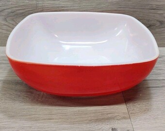 Vintage Pyrex Primary Red Hostess 525B 2.5 QT Square Casserole Baking Dish