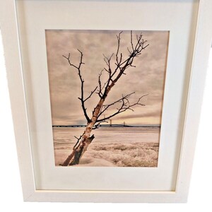 Framed Matted Winter Photo of the Mackinac Bridge 8x10-Bobby Lee-Mackinaw-MI