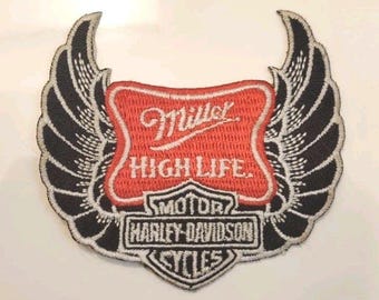 Miller High Life Harley Davidson Motorrad-Bikerweste Aufnäher Barschild Vintage Gebraucht