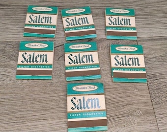 Vintage 1960s Salem Cigarette Promo Matchbooks Lot of 7 Green Match Tip