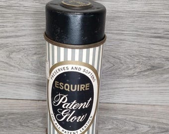 VTG Esfilled Patent Glow Lederbehandlung Blechdose leere seltene Schuhcreme Anzeige
