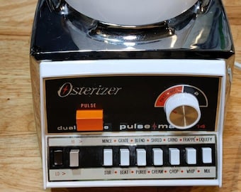Base de licuadora Osterizer Elite Pulsematic vintage de doble alcance, 14 pulgadas, estilo retro, probada y en funcionamiento.