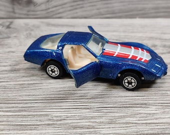 Vintage 70s Yatming #1080 Blue Chevy Corvette Stingray 1:64 Diecast Hong Kong