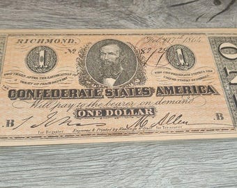 1864 Konföderierte Staaten von Amerika 1 Dollar Richmond Faksimile-Banknote