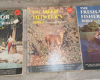 Lot of 3 Vtg Doubleday Books Deer Hunter Outdoor Cook Fresh Water Fisherman 60s