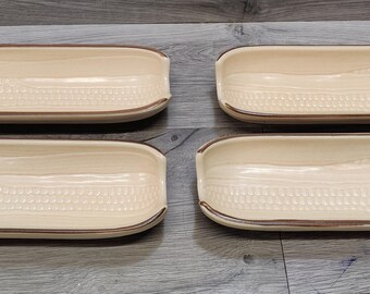 Vintage Pfaltzgraff Natural/Sandstone Corn on Cob Dishes Set of 4 USA #46