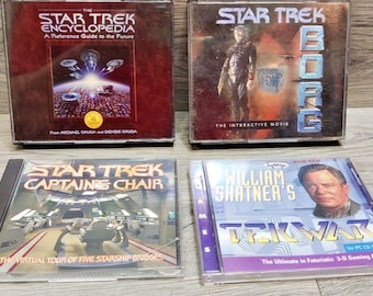 Vintage Star Trek PC CD-ROM Game & Reference Media Lot of 4 Borg Captains Chair