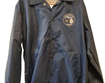 Vintage Camporee: Michigan Fire Chiefs Association Jacket Blue Sz XL Detroit, MI