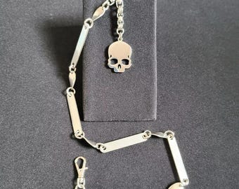 Corrente de relógio de bolso e pingente de caveira