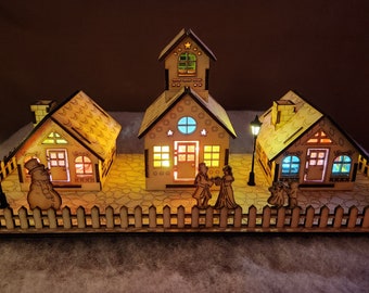 Prelit Lasercut Christmas/Winter Village Decoration