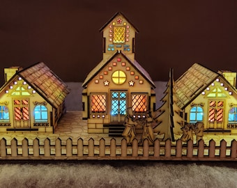 Prelit Lasercut Christmas/Winter Village Decoration