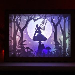 Handcrafted Woodland Fairy Shadow Box Light Style 1 - Enchanting Home Decor