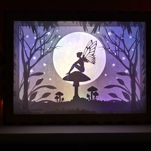 Handcrafted Woodland Fairy Shadow Box Light Style 2 - Enchanting Home Decor
