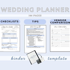 Wedding Planner Printable, Wedding Planning Binder Template, Digital Download, PDF