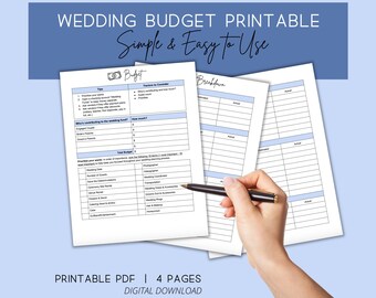 Planificador de presupuesto de boda imprimible, hoja de seguimiento de gastos (descarga digital)