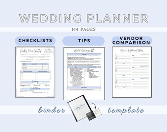 Wedding Planner Printable, Wedding Planning Binder Template, Digital Download, PDF