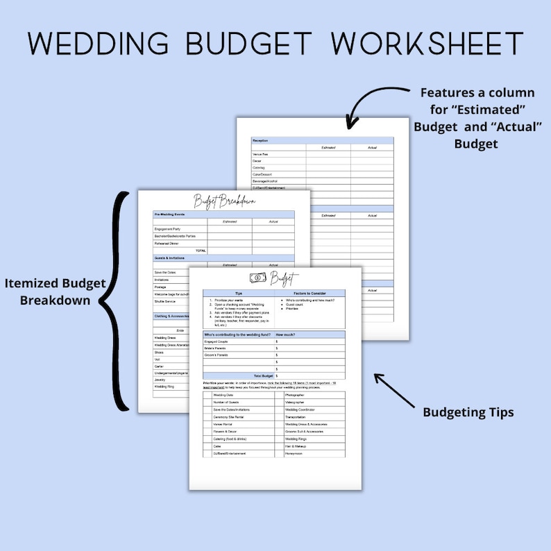 Wedding Budget Planner PDF Printable Expense Tracker Wedding Etsy
