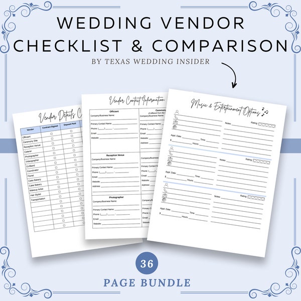 Wedding Checklist Vendors Etsy