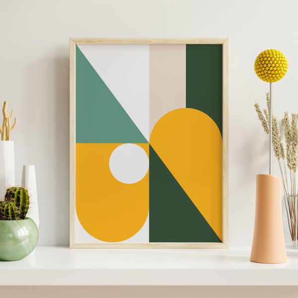 Yellow Abstract Print, Green Abstract Print, Geometric Wall Art Poster, Modern Home Decor, Wall Art Print, Digital Download