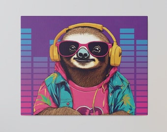 DJ Sloth Matte Canvastavla: Djurtavlornas tavla