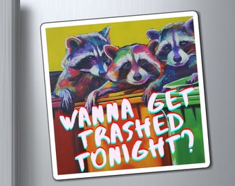Imán de mapache divertido: Pandas de basura al estilo Warhol