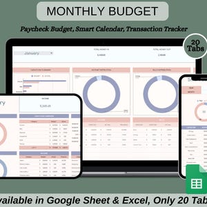 Monthly Budget Spreadsheet, Simple Annual Budget | Personal Finances | Easy Google Sheets | Financial Planner Easy