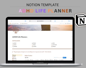 Modelo de Planejamento de Vida para TDAH, Sistema de Produtividade, Rastreador de Metas (Download Digital)