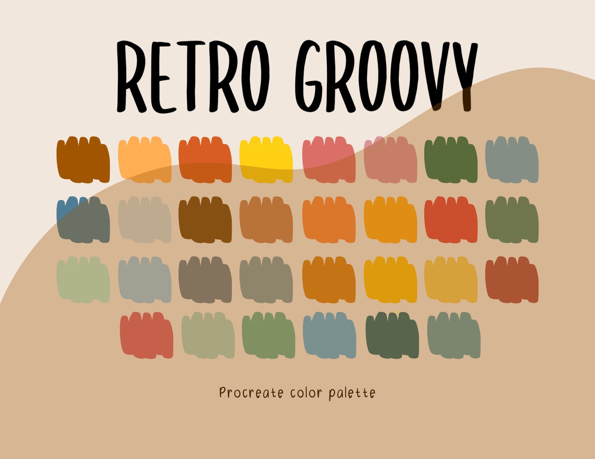Retro Groovy Color Palette for Procreate (30 Colors) - Etsy