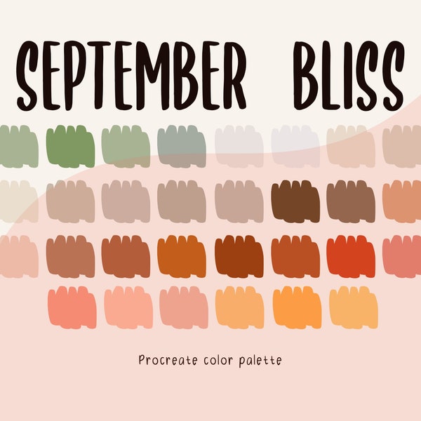 September Bliss Procreate Color Palette //  early fall colors / 30 colors / procreate digital art illustration palette / .swatches file