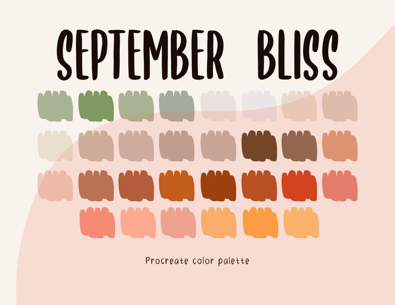 September Bliss Procreate Color Palette, Early Fall Hues (30 Colors ...