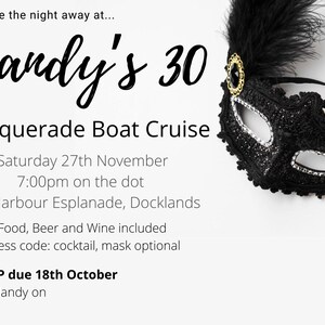 30th Birthday Party Masquerade Ball Invitation Template, Editable, Digital Download Customise